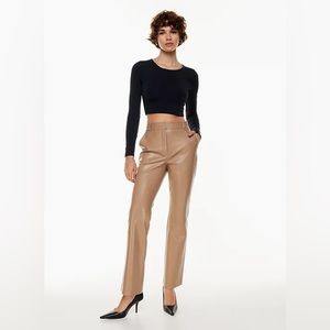 Aritzia wilfred Carrot Pant brown leather SZ 6